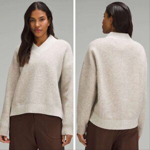 Lululemon Alpaca Wool-Blend V-Neck Sweater Heathered White Opal